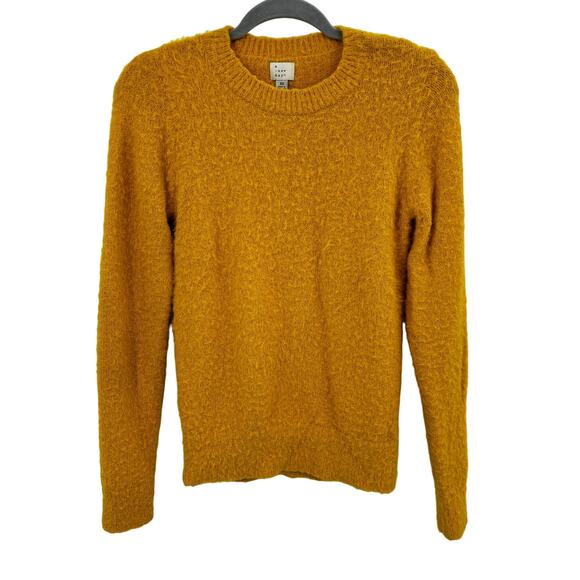 Women's Fuzzy Knit Sweater Size XS Mustard Yellow Cozy Fall Grandmacore Autumnal - Picture 1 of 10